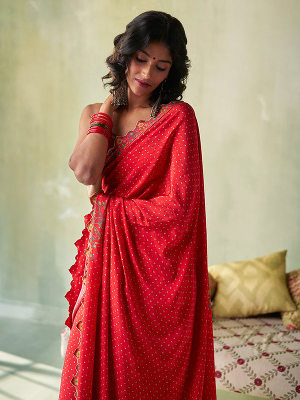 Zeenat Saree - Red