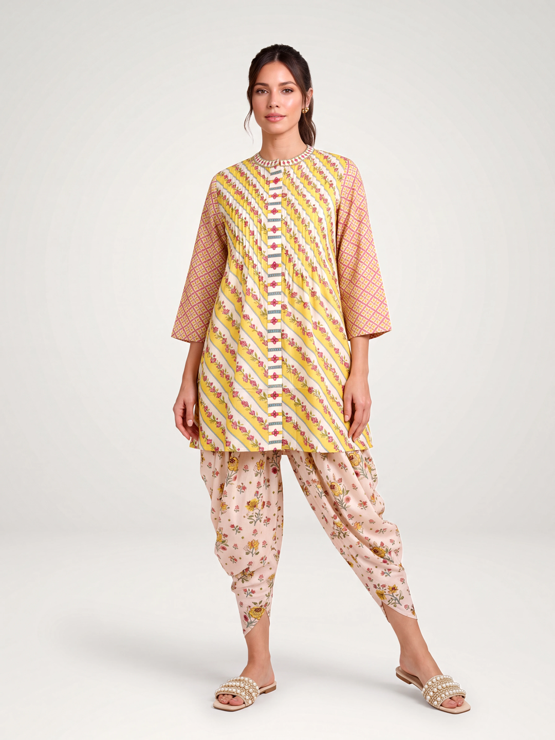 Sunheri Dhoti set - Yellow