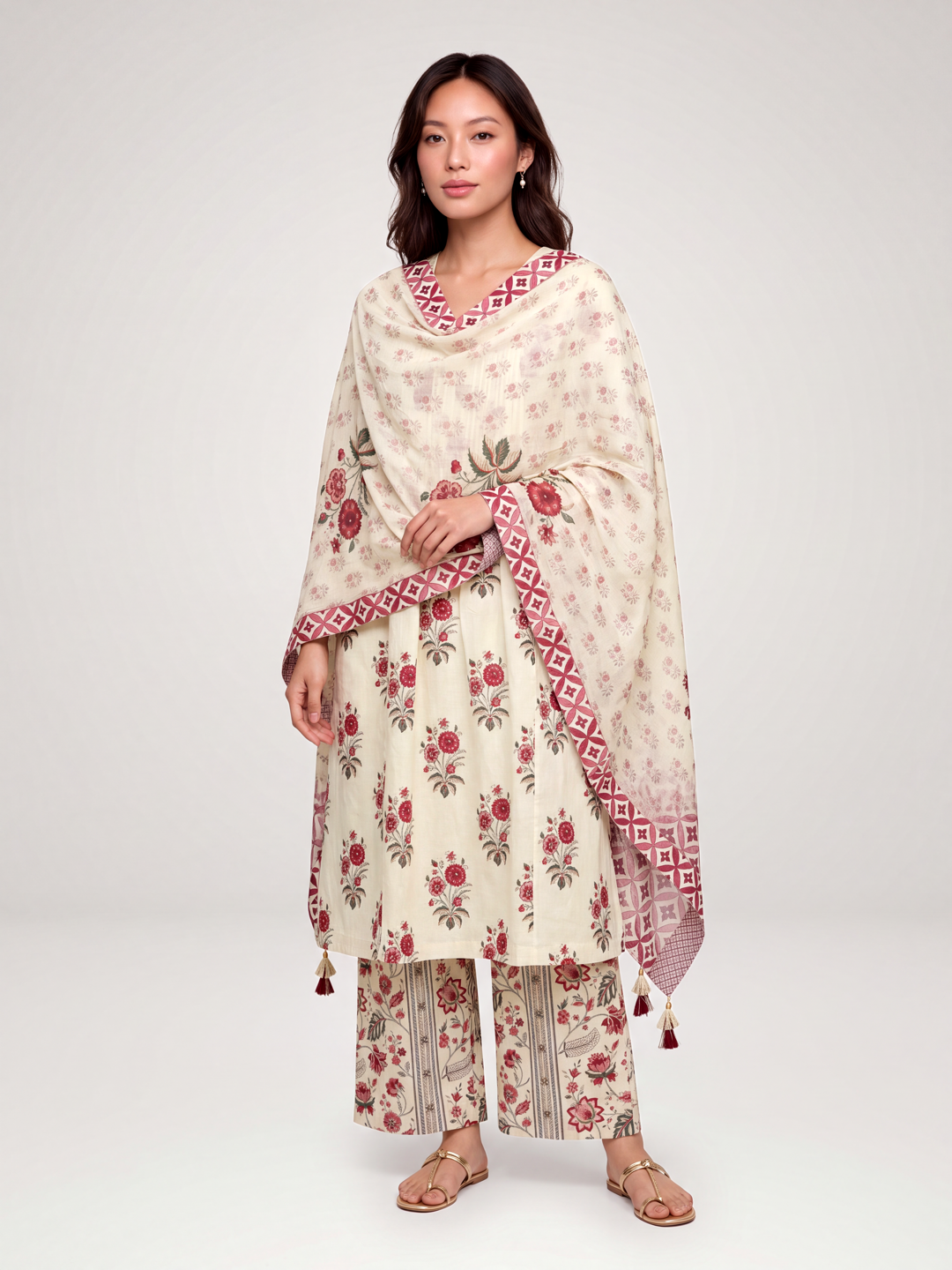 Indri kurta set - Cream