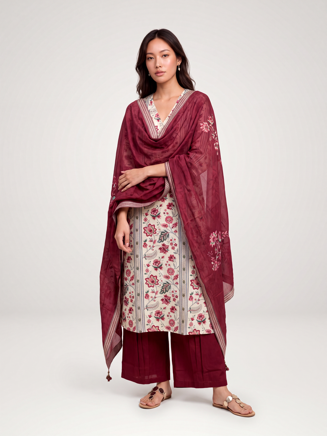 Palash Kurta Set - Maroon
