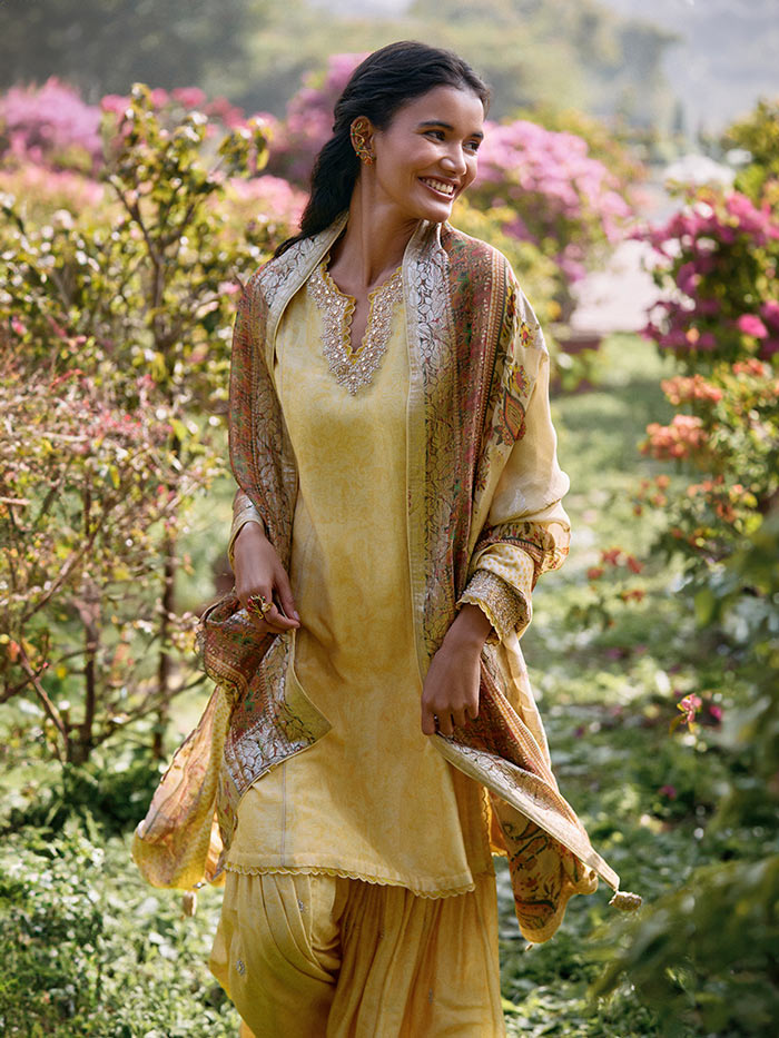 Aafia Kurta Set with Dupatta - Yellow