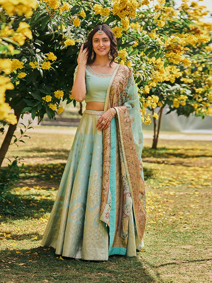 Adaa Lehenga Set - Green