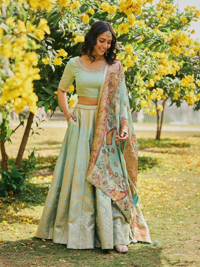 Adaa Lehenga Set - Green