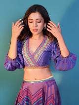 Safar Crop Top & Skirt - Purple