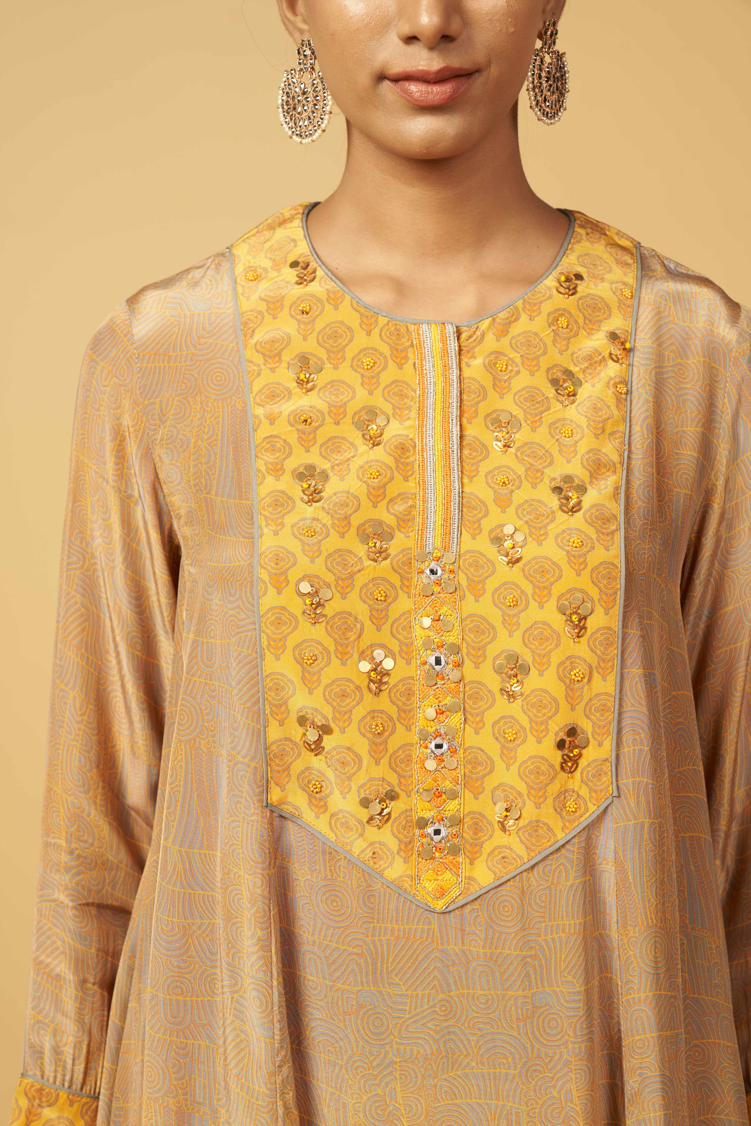 Kavrin Kurta Set with Dupatta - Yellow