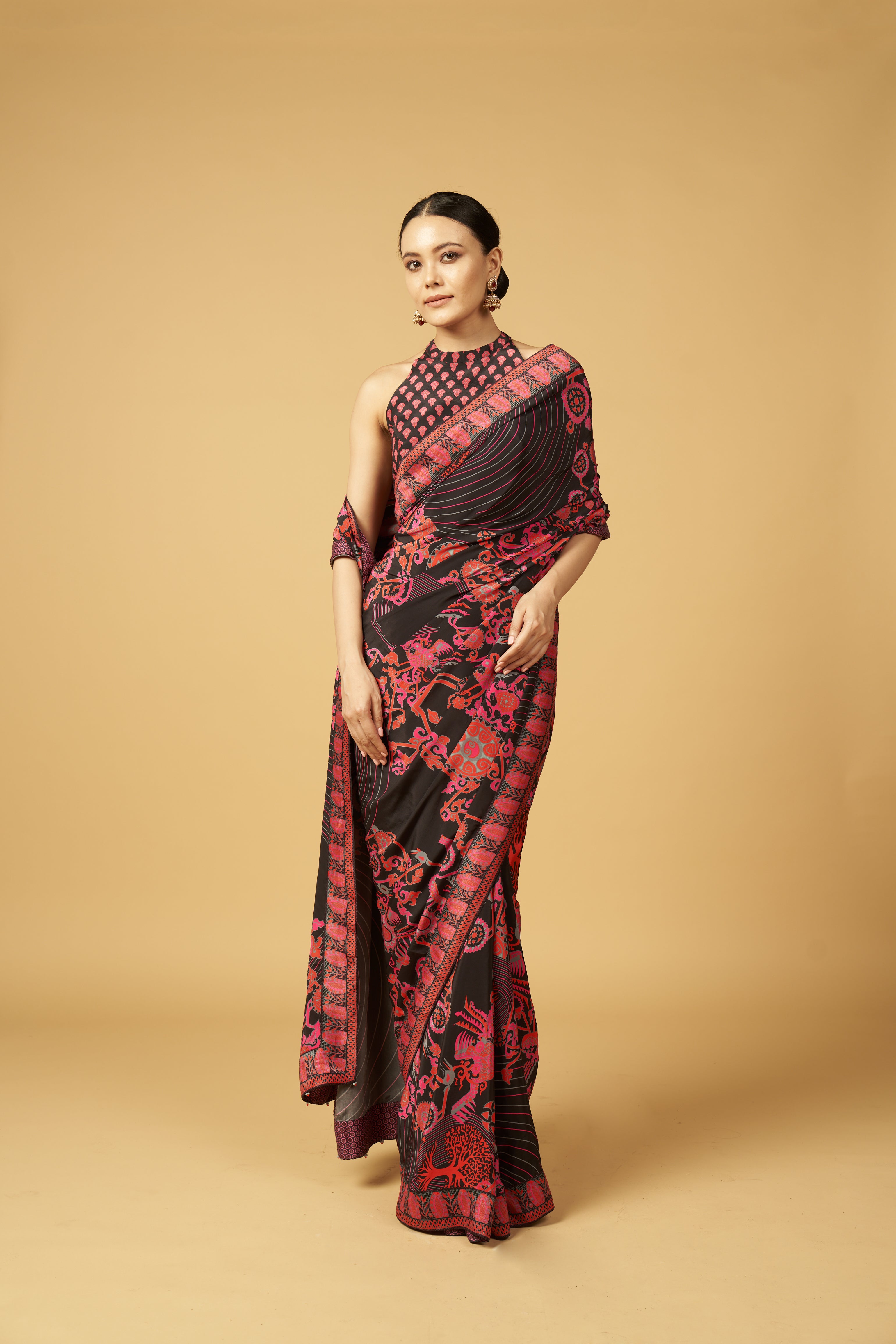 Baiga Kapaat Saree - Black