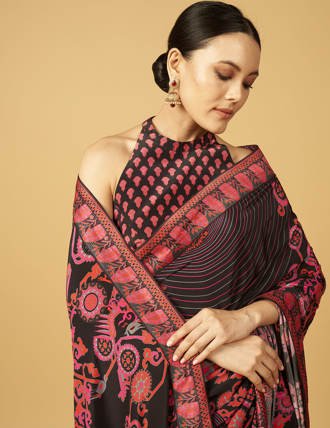 Baiga Kapaat Saree - Black