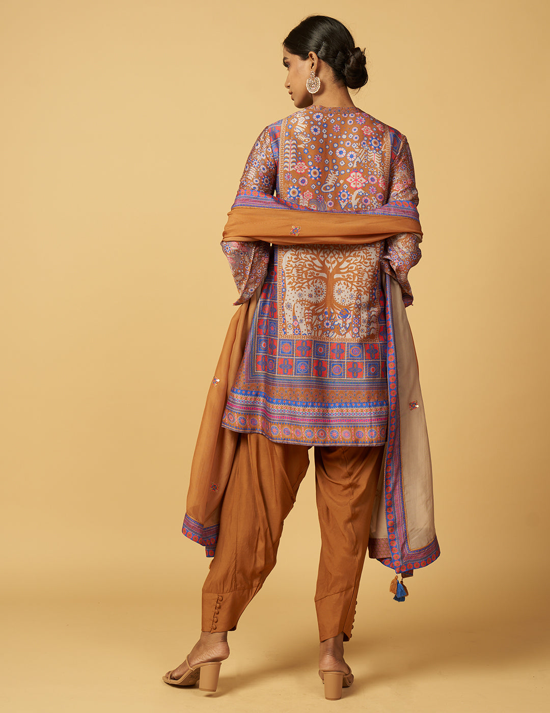 Chalni Kurta Set with Dupatta - Brown