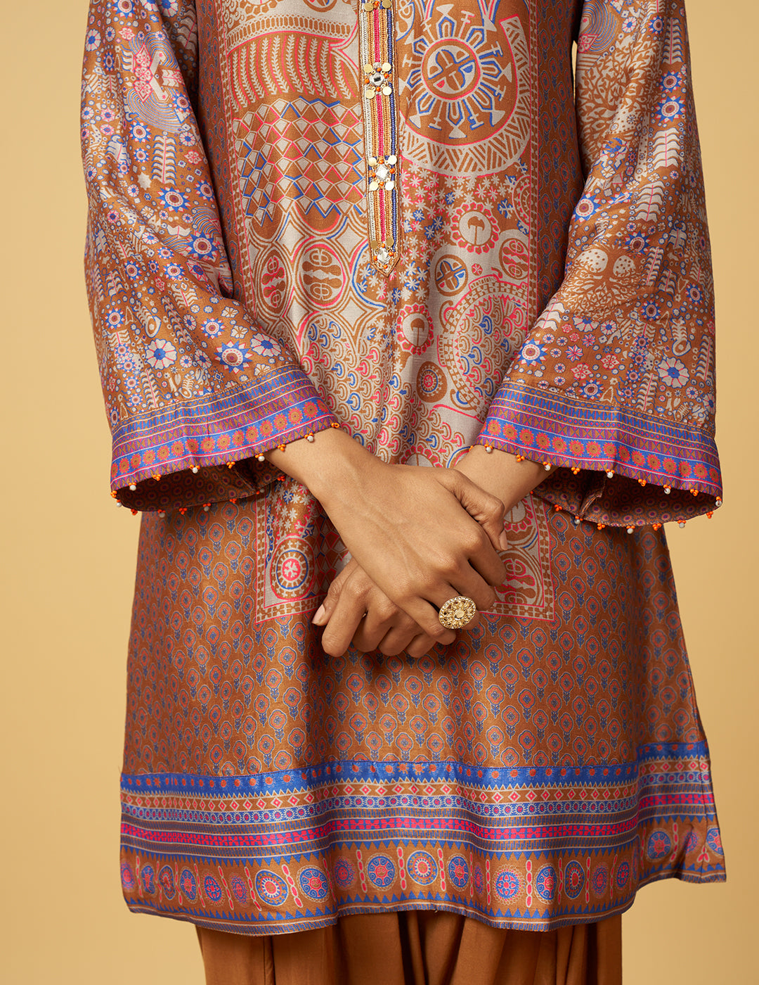 Chalni Kurta Set with Dupatta - Brown