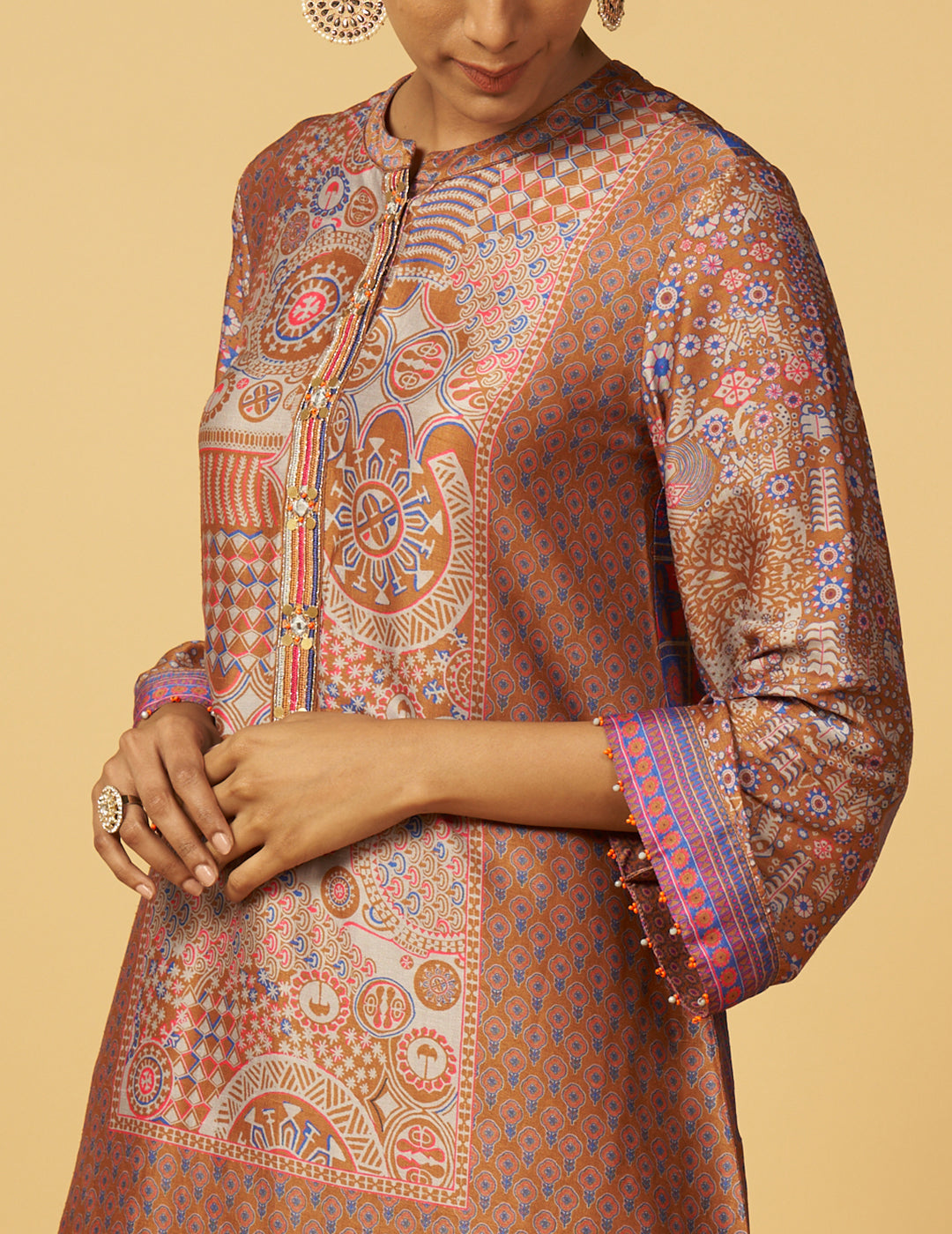Chalni Kurta Set with Dupatta - Brown