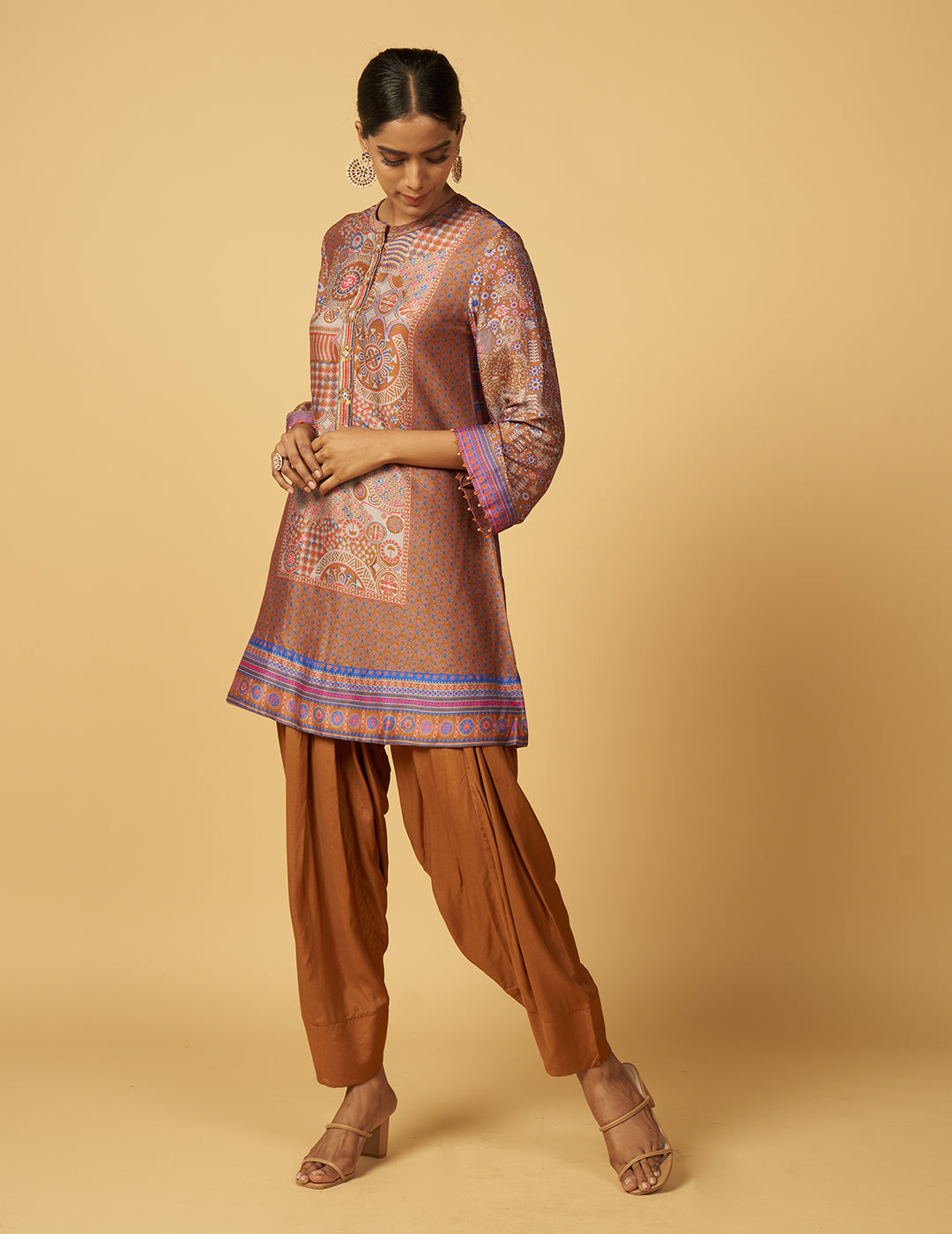Chalni Kurta Set with Dupatta - Brown