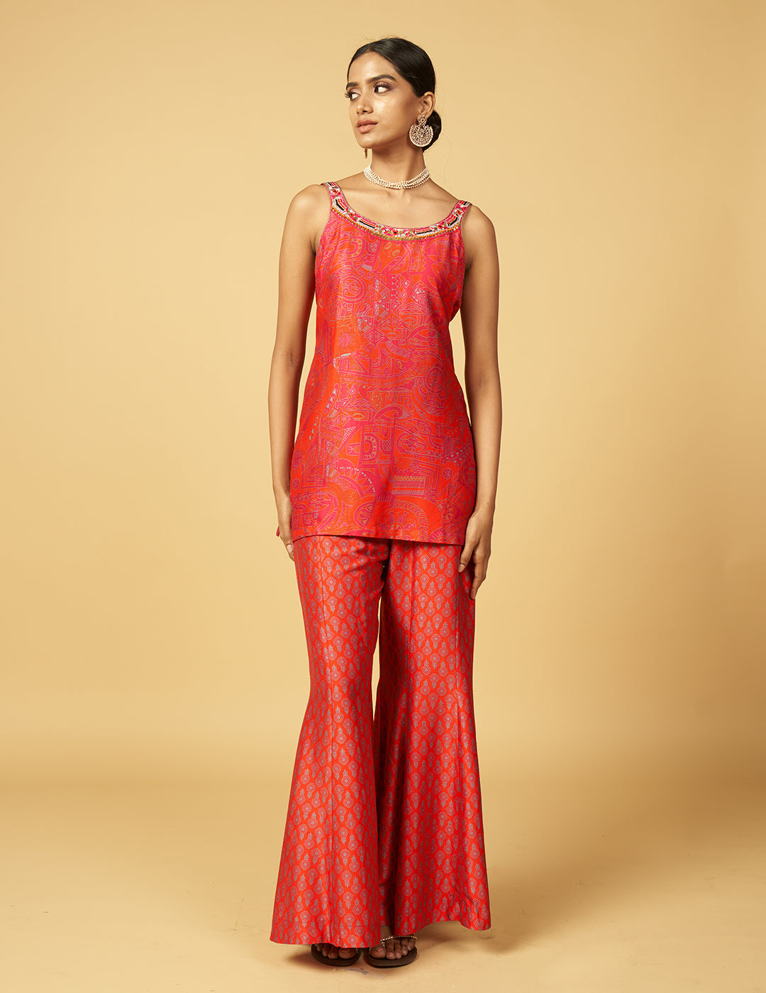 Chirayi Kurta Set with Jacket - Red