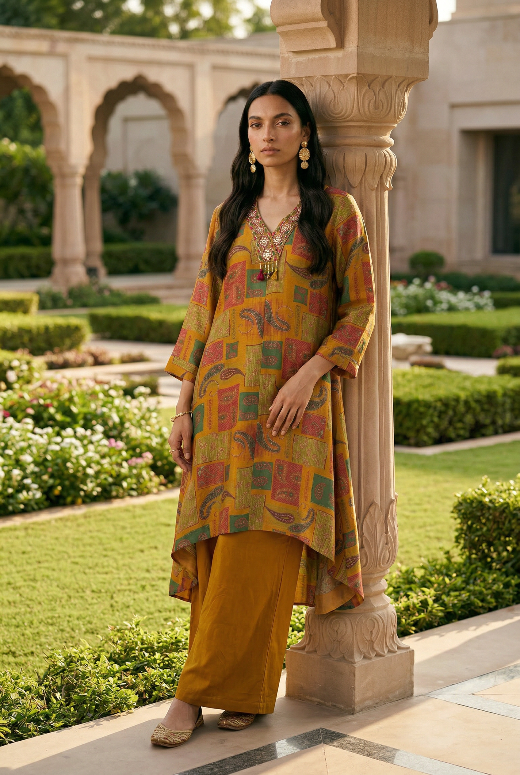 Mehrgul Kurta Set - Yellow
