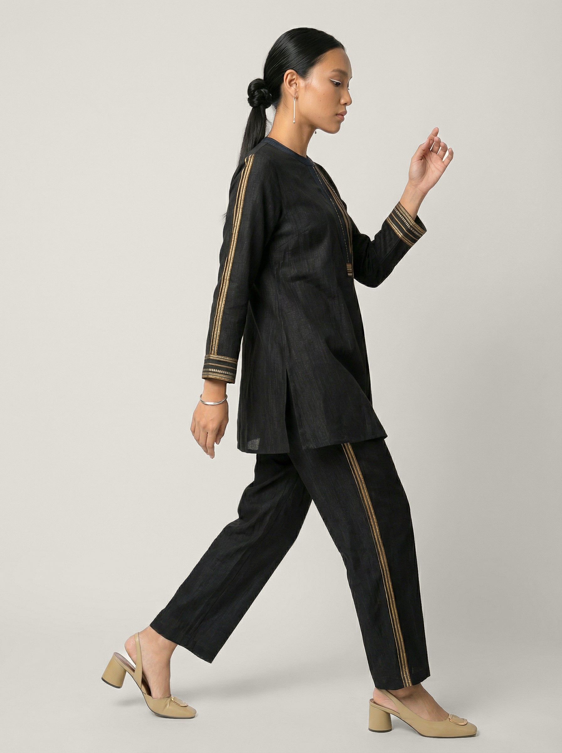 Linen Axis Co-ord Set - Black