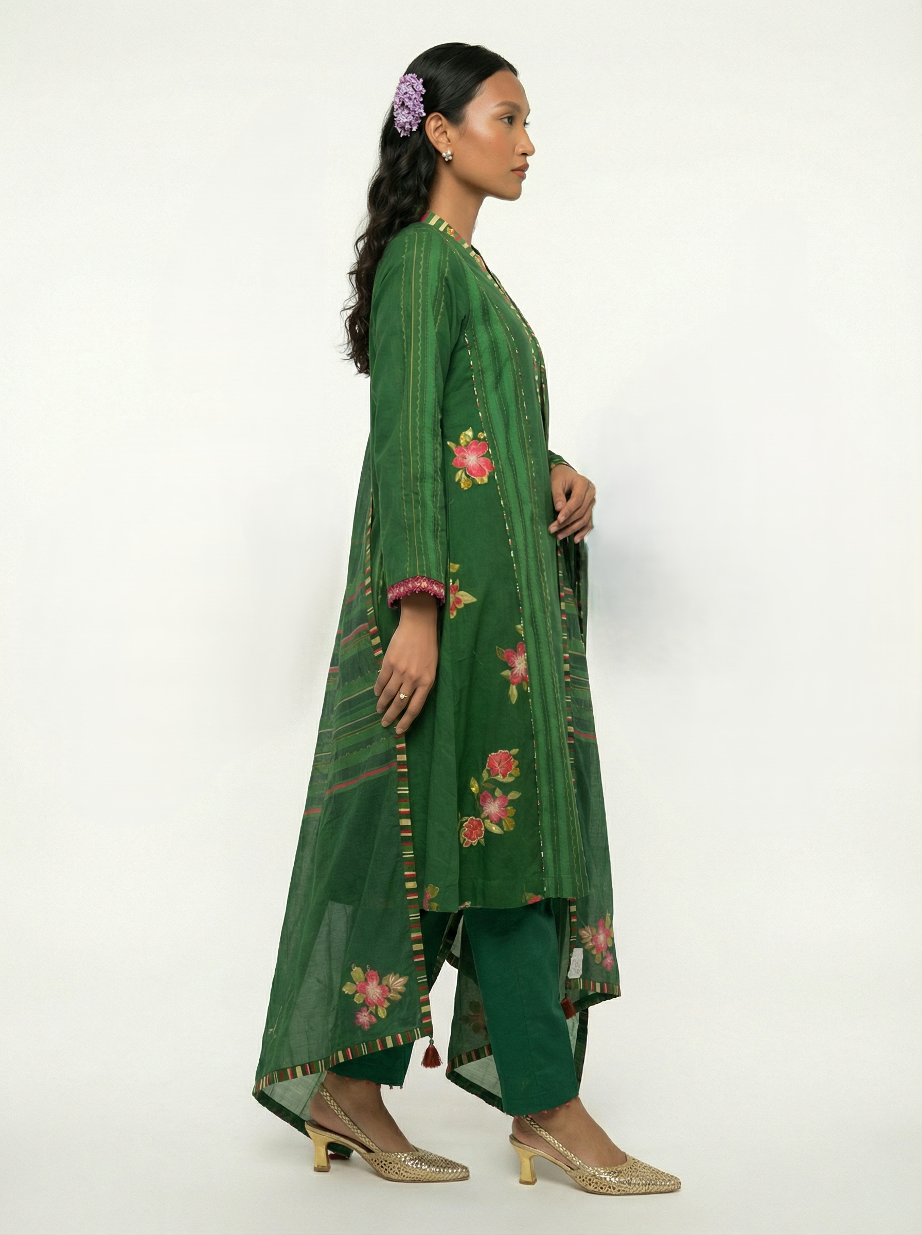 Mizaaj kurta set- Green