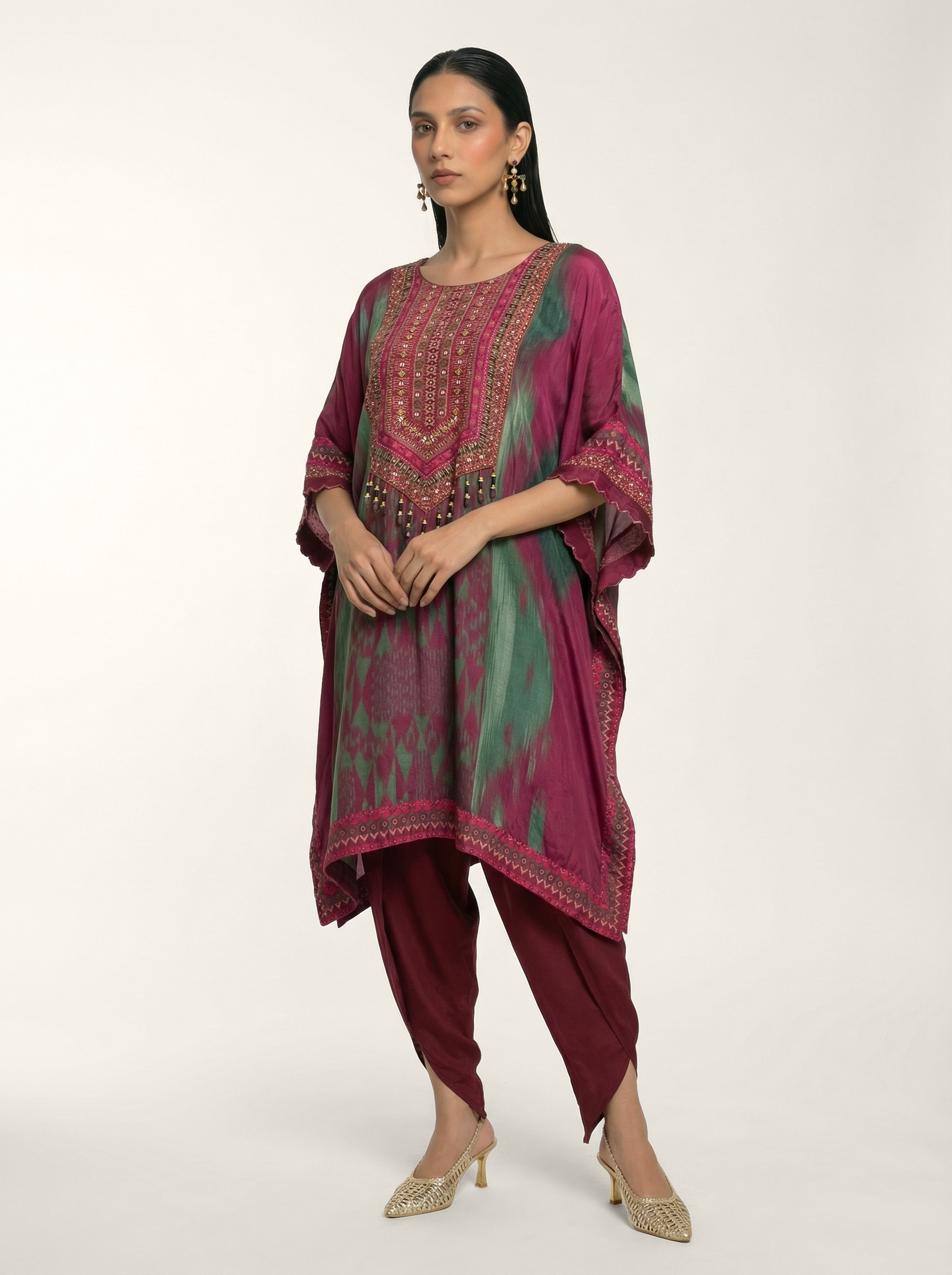 Zariah Kaftan Set - Burgundy