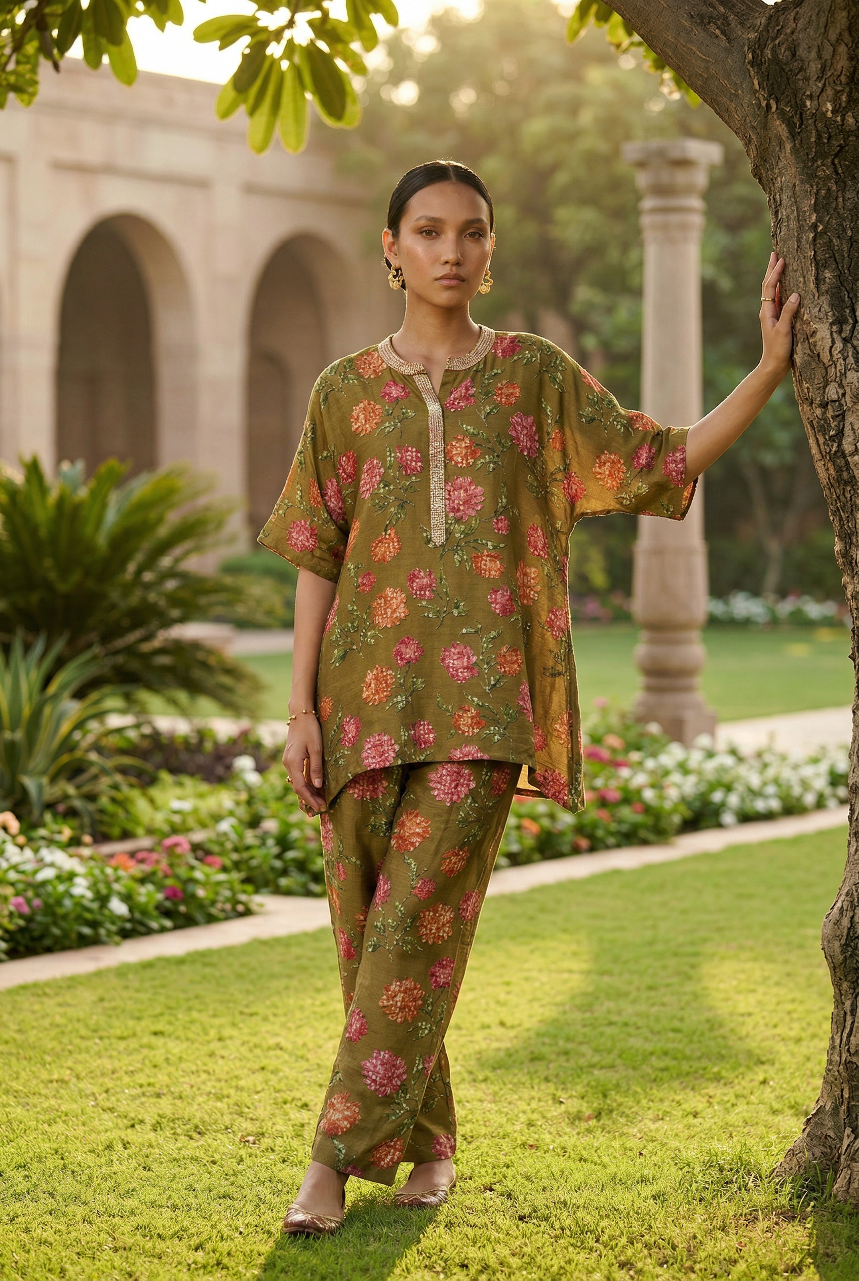 Zareen Kurta Set - Olive