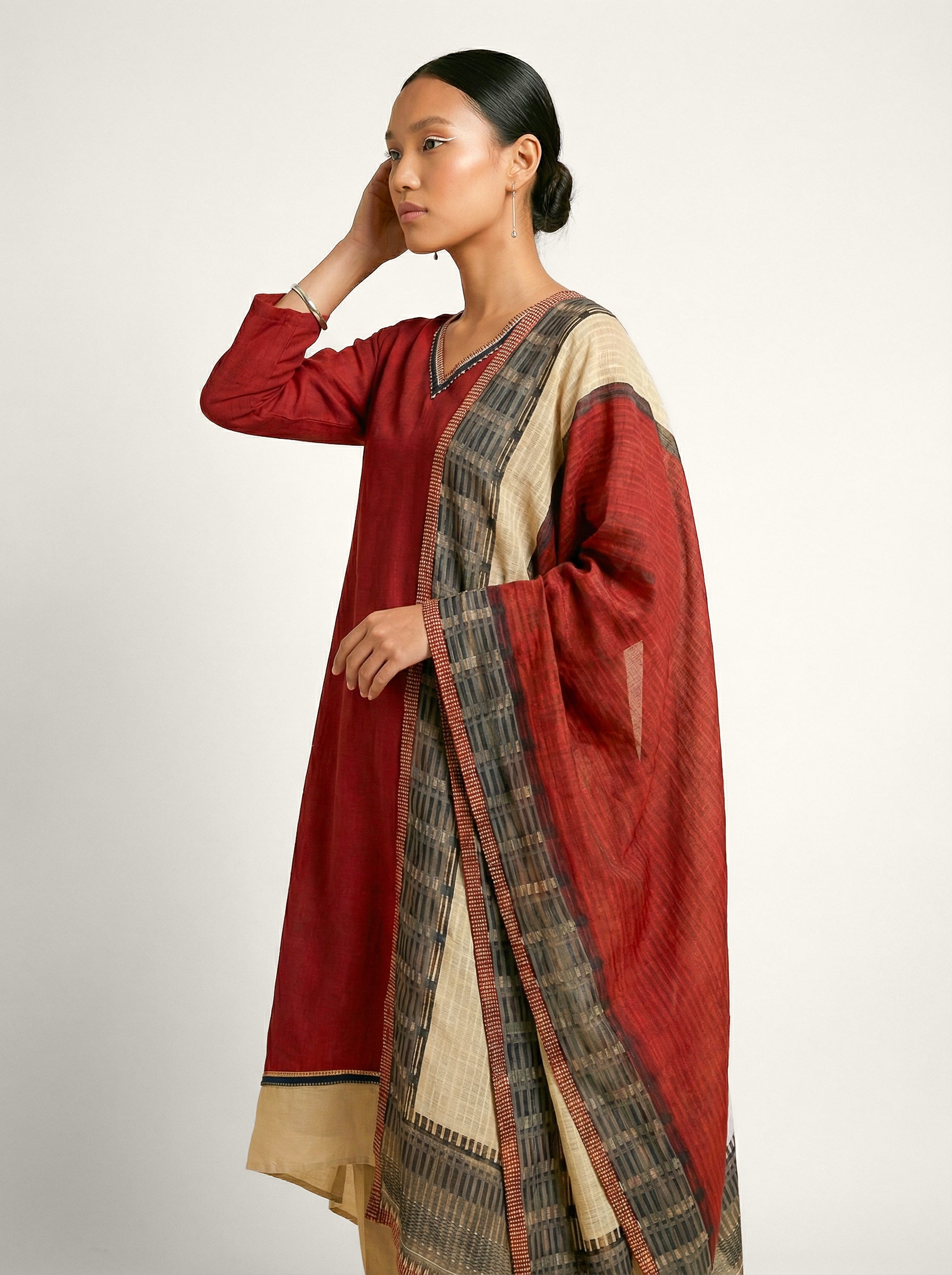 Crimson Brief Kurta Set - Red