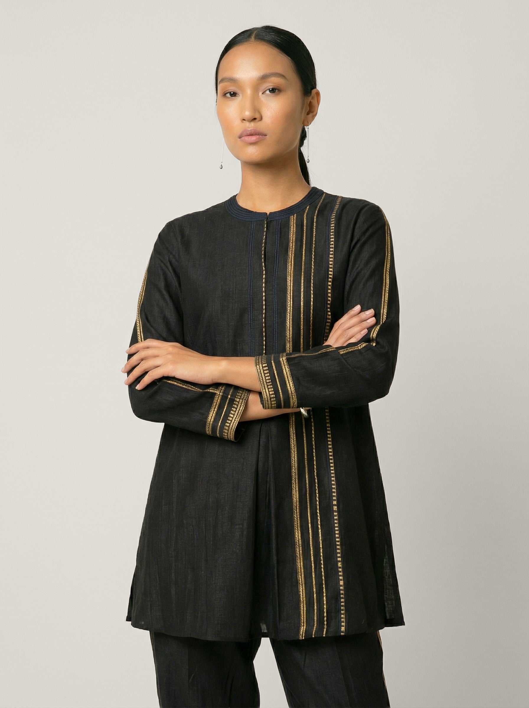 Linen Axis Co-ord Set - Black