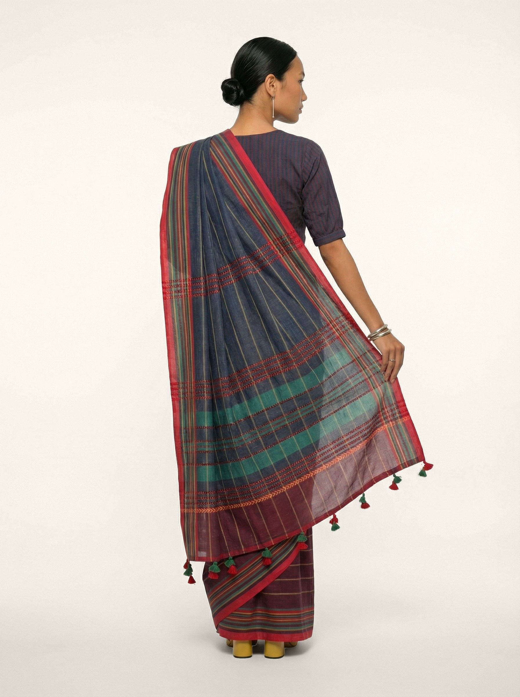 Power Drape Saree - Burgundy