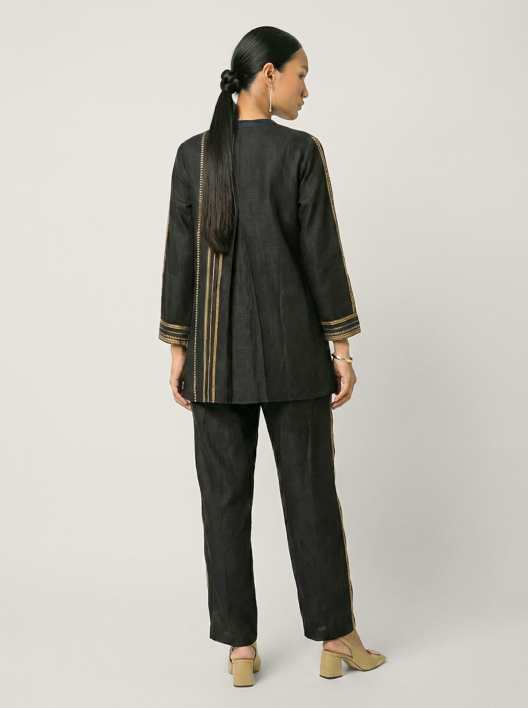 Linen Axis Co-ord Set - Black