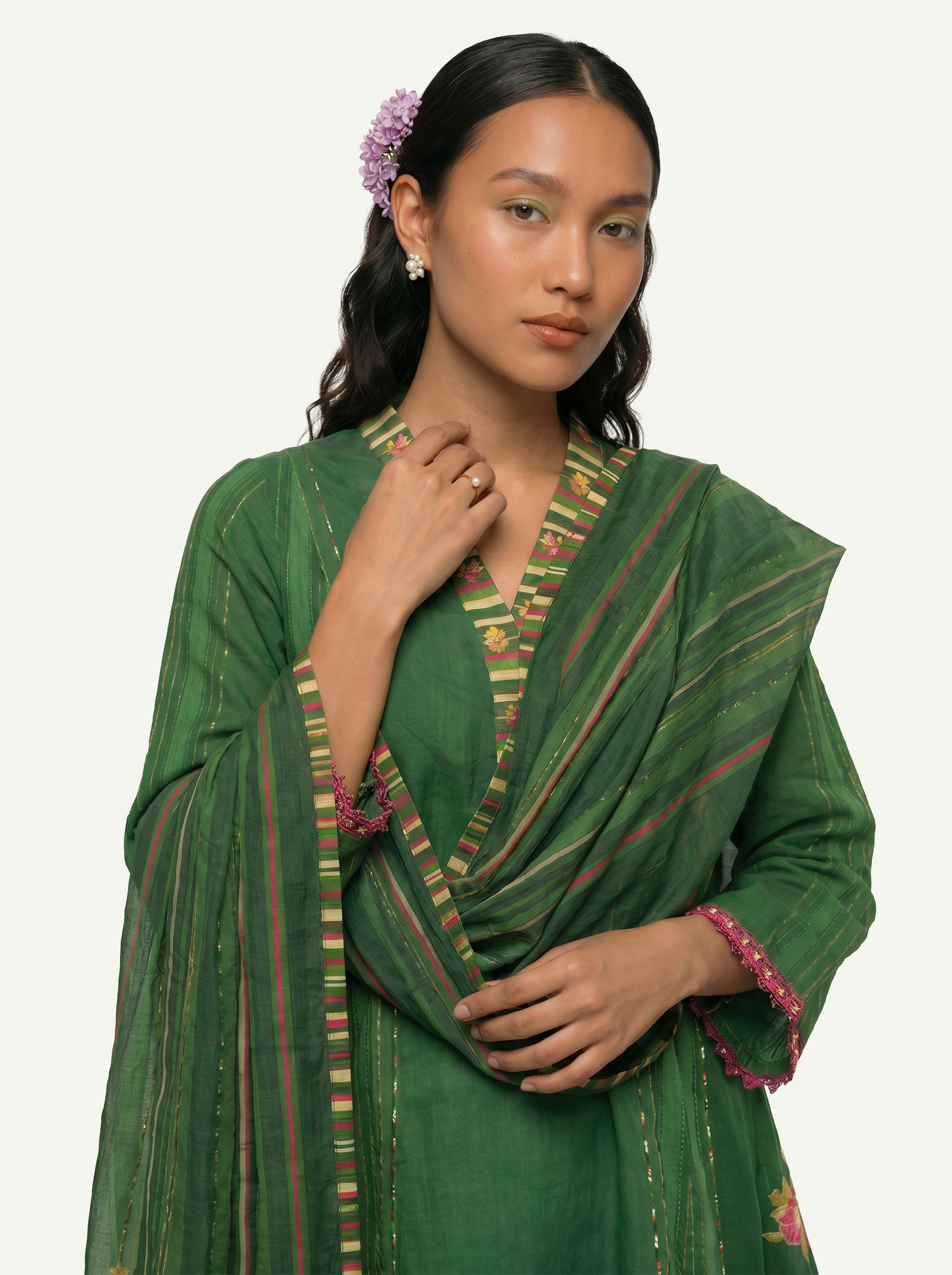 Mizaaj kurta set- Green