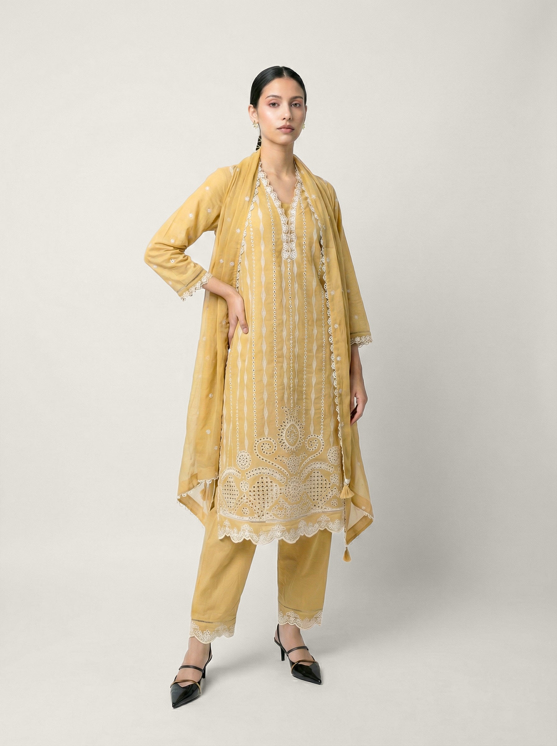 Nairiti Kurta Set - Beige