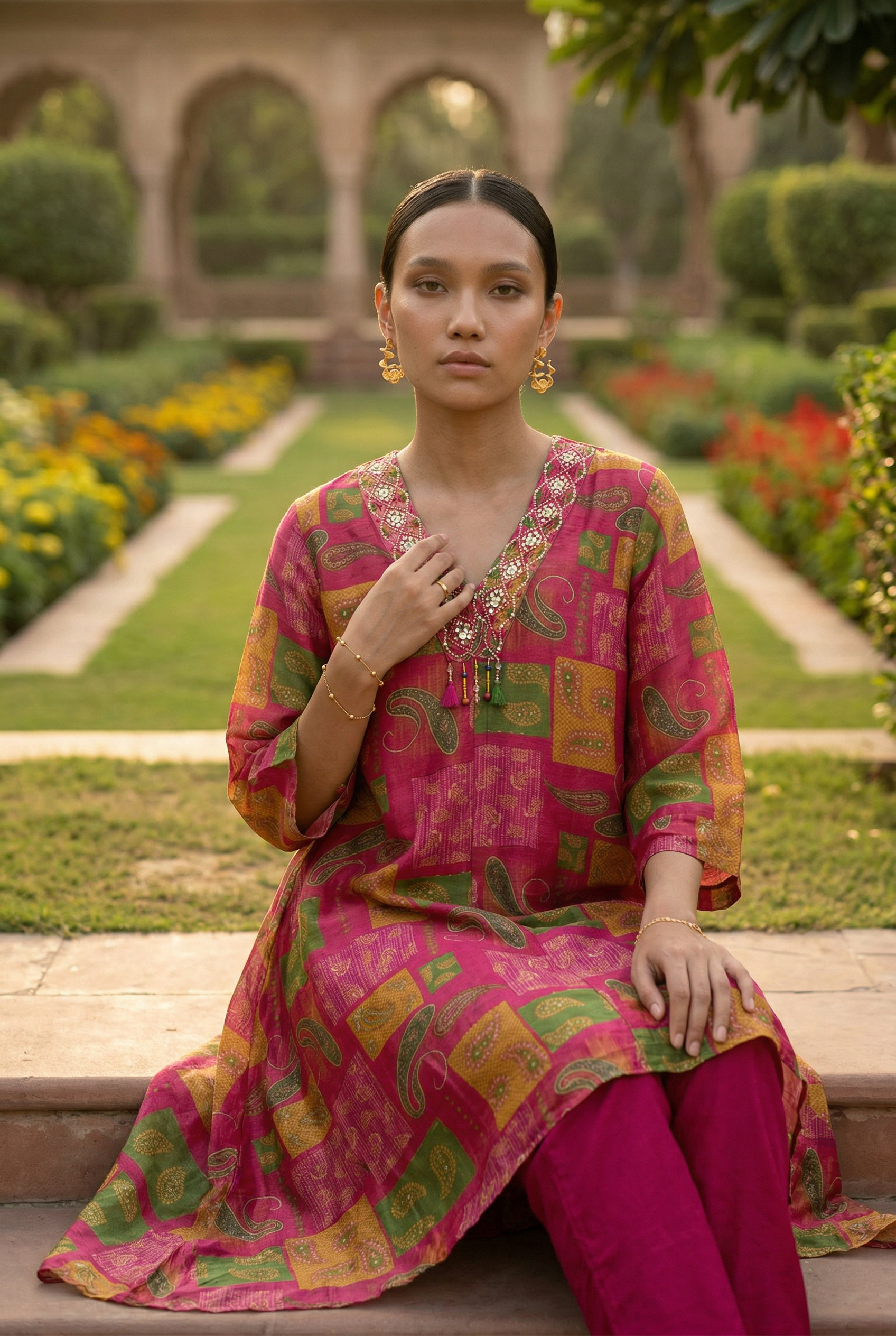 Mehrgul Kurta Set - Pink