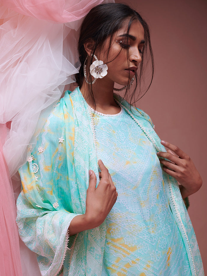 Nigella Kurta Set with Dupatta - Aqua