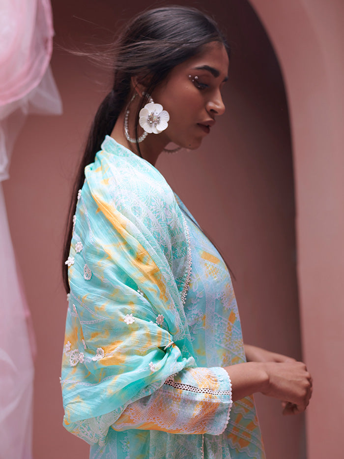 Nigella Kurta Set with Dupatta - Aqua