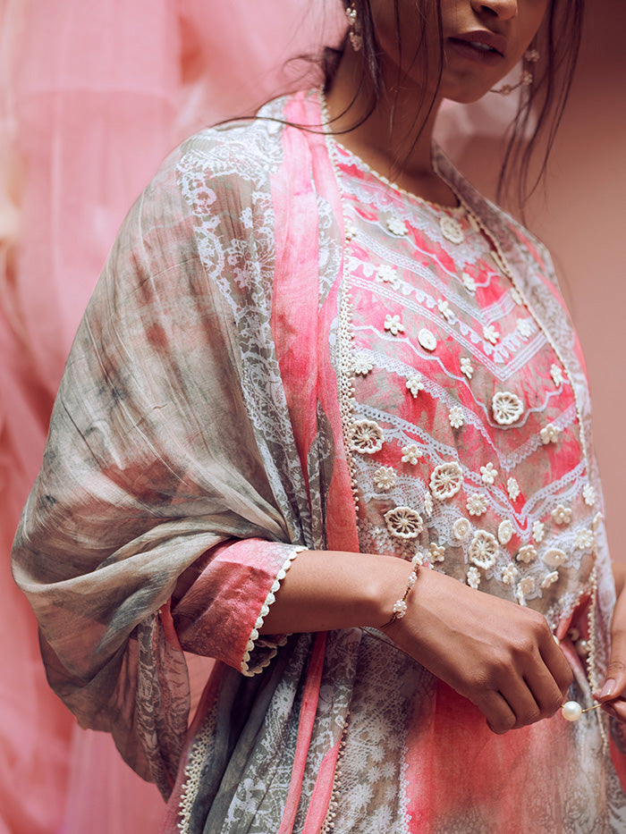Tulip Kurta Set with Dupatta - Grey