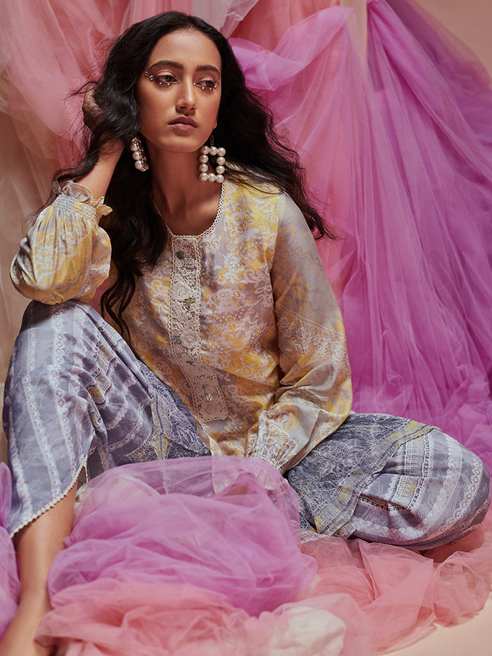 Dahlia Yellow and Grey Kurta Set