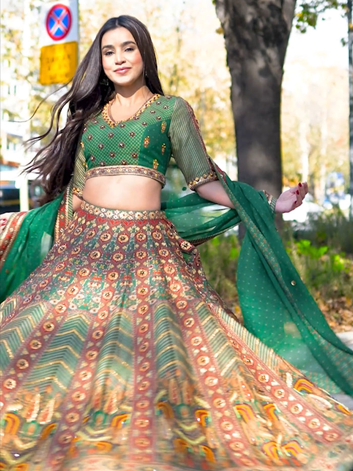 Harini Lehenga Set - Green