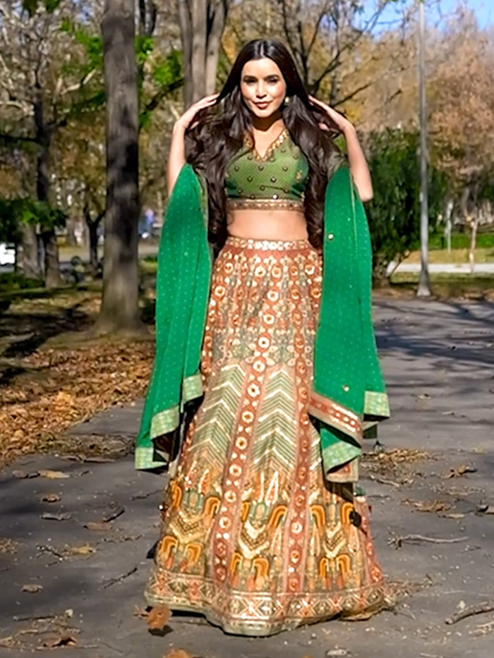 Harini Lehenga Set - Green