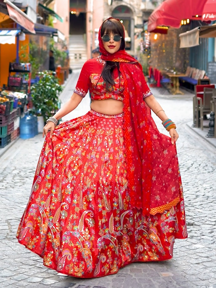 Amarisa Lehenga Set - Red