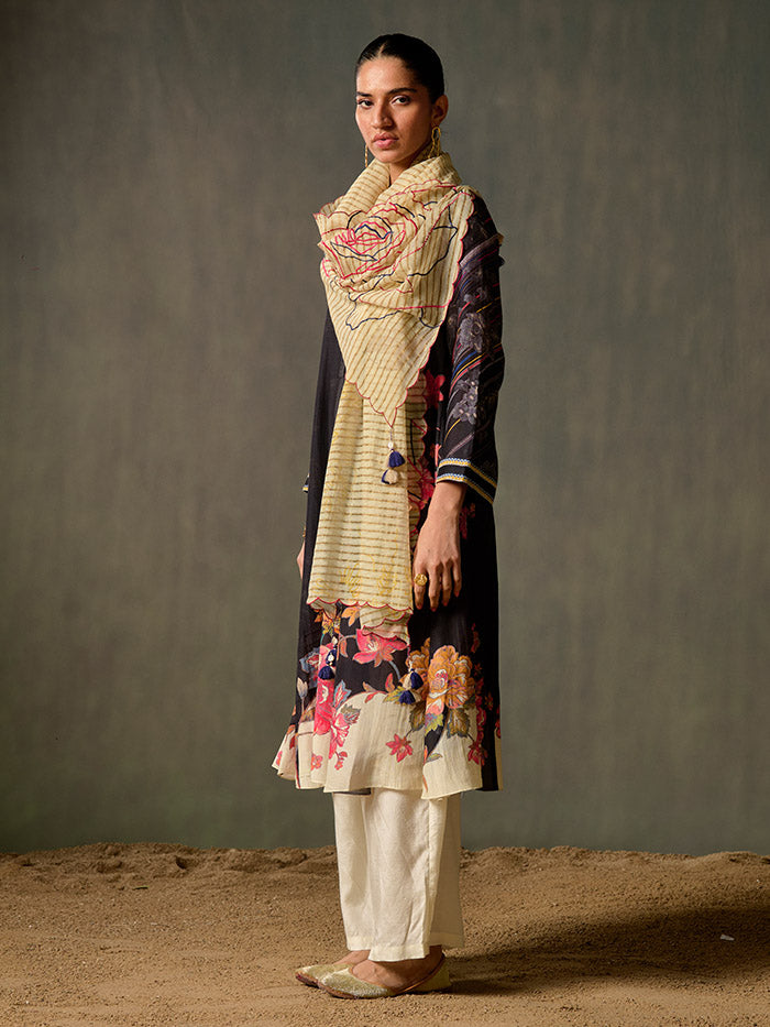 Rozana Dupatta - Cream