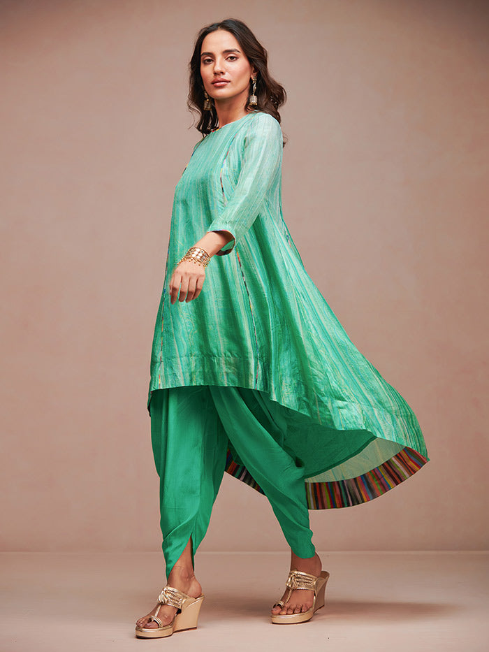 Ombre Kurta Set with Dupatta - Green