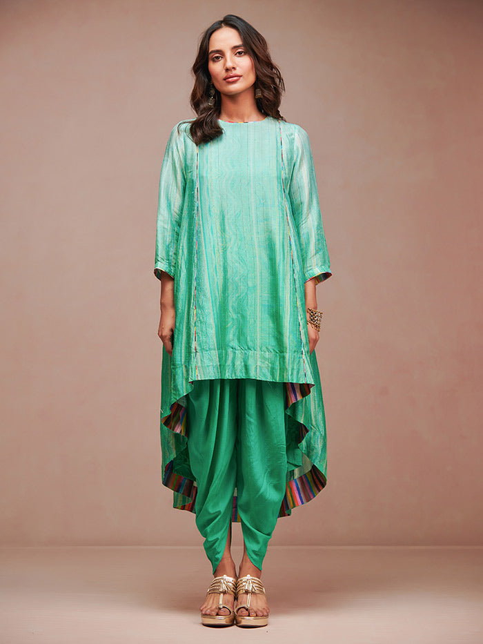 Ombre Kurta Set with Dupatta - Green