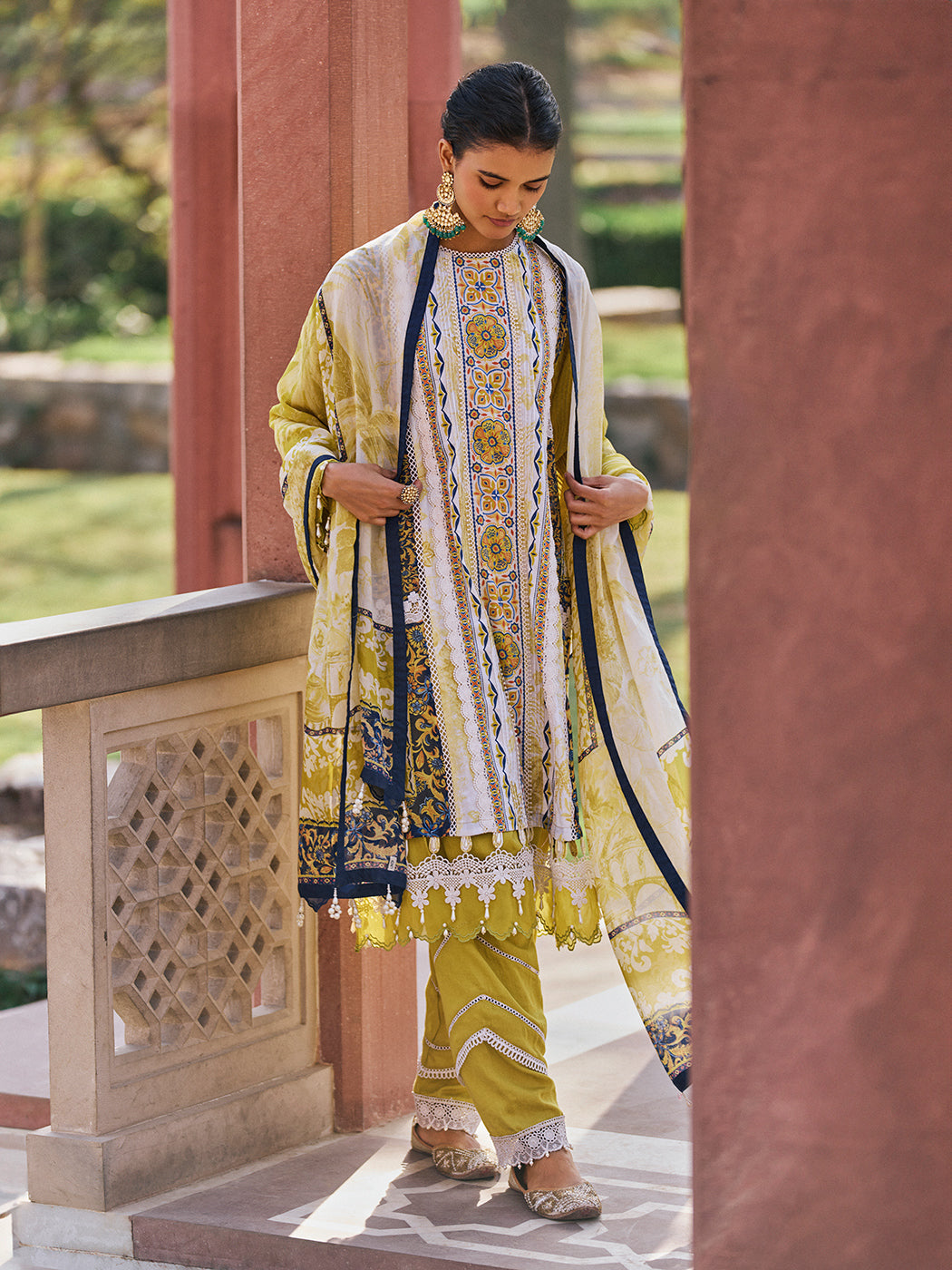 Souda Kurta Set with Dupatta - Green