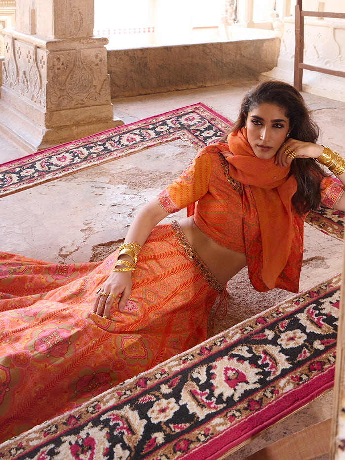 Tarini Lehenga Set - Orange