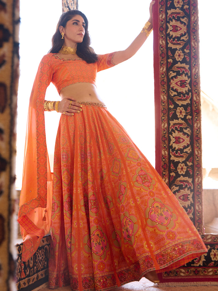 Tarini Lehenga Set - Orange