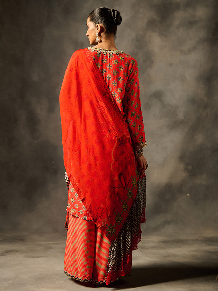 Sila Kurta Set with Dupatta - Red