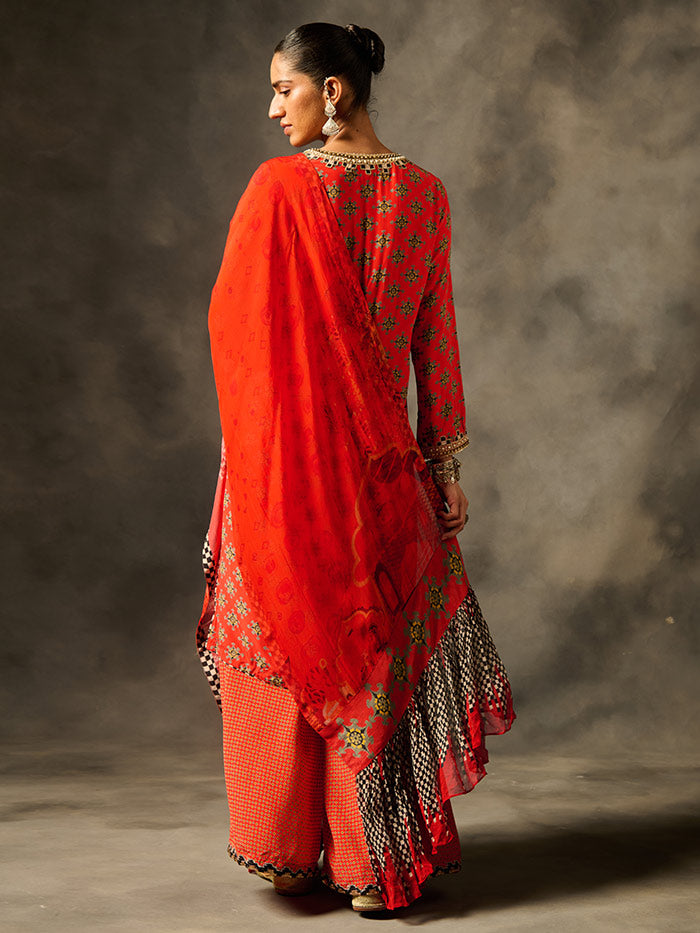 Sila Kurta Set with Dupatta - Red