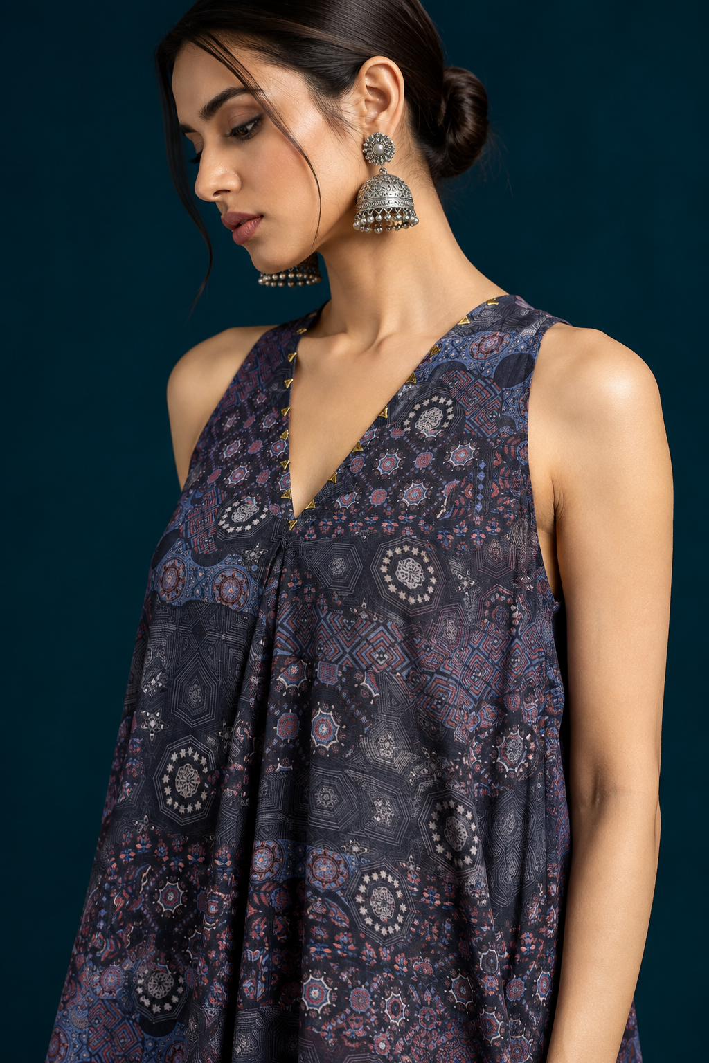 Maya Ajrakh-inspired Jumpsuit - Black