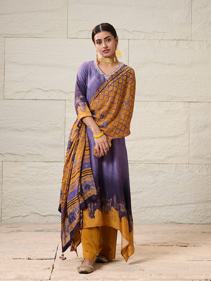 Rani Kurta Set with Dupatta - Purple