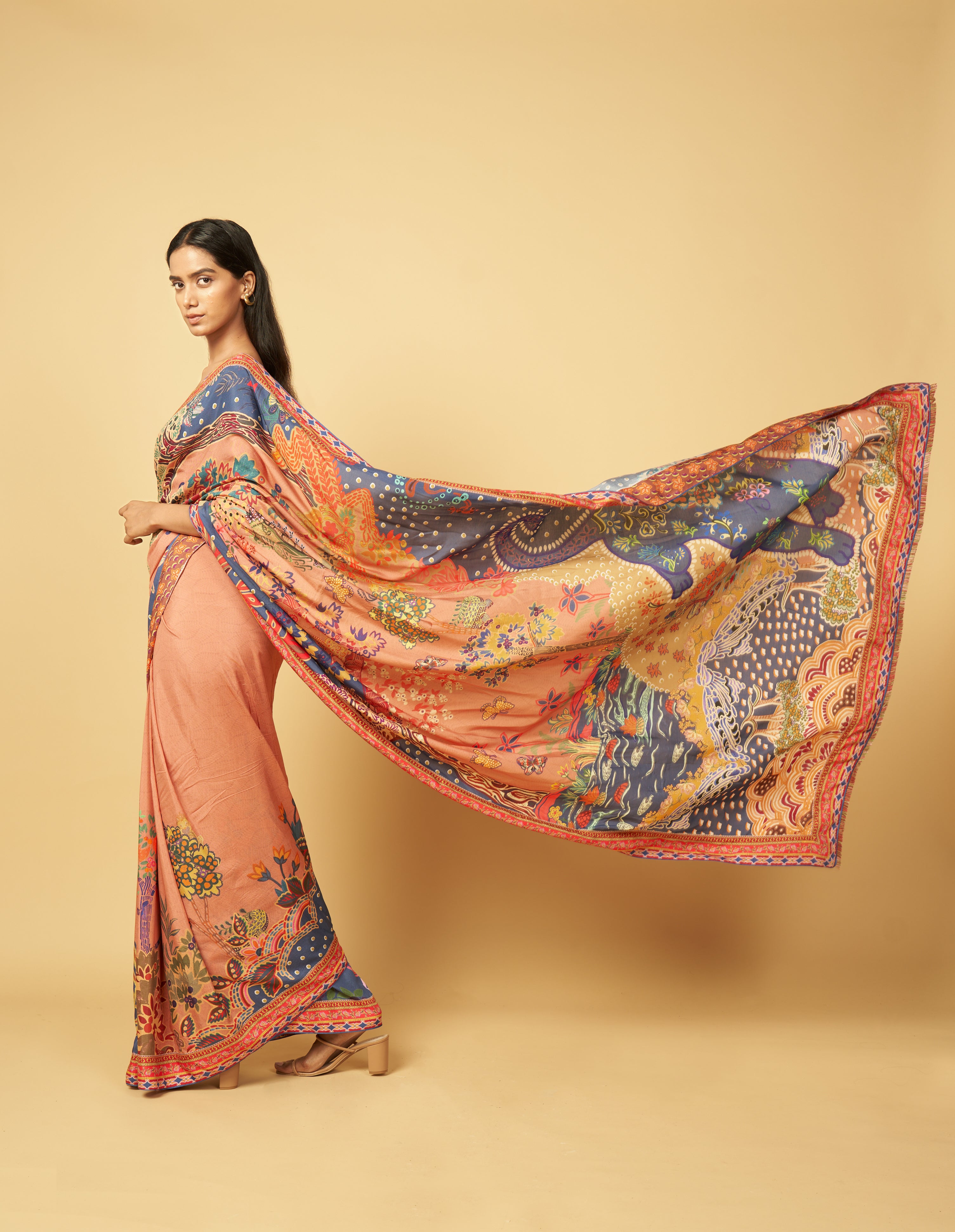 Oceanleaf Saree - Peach