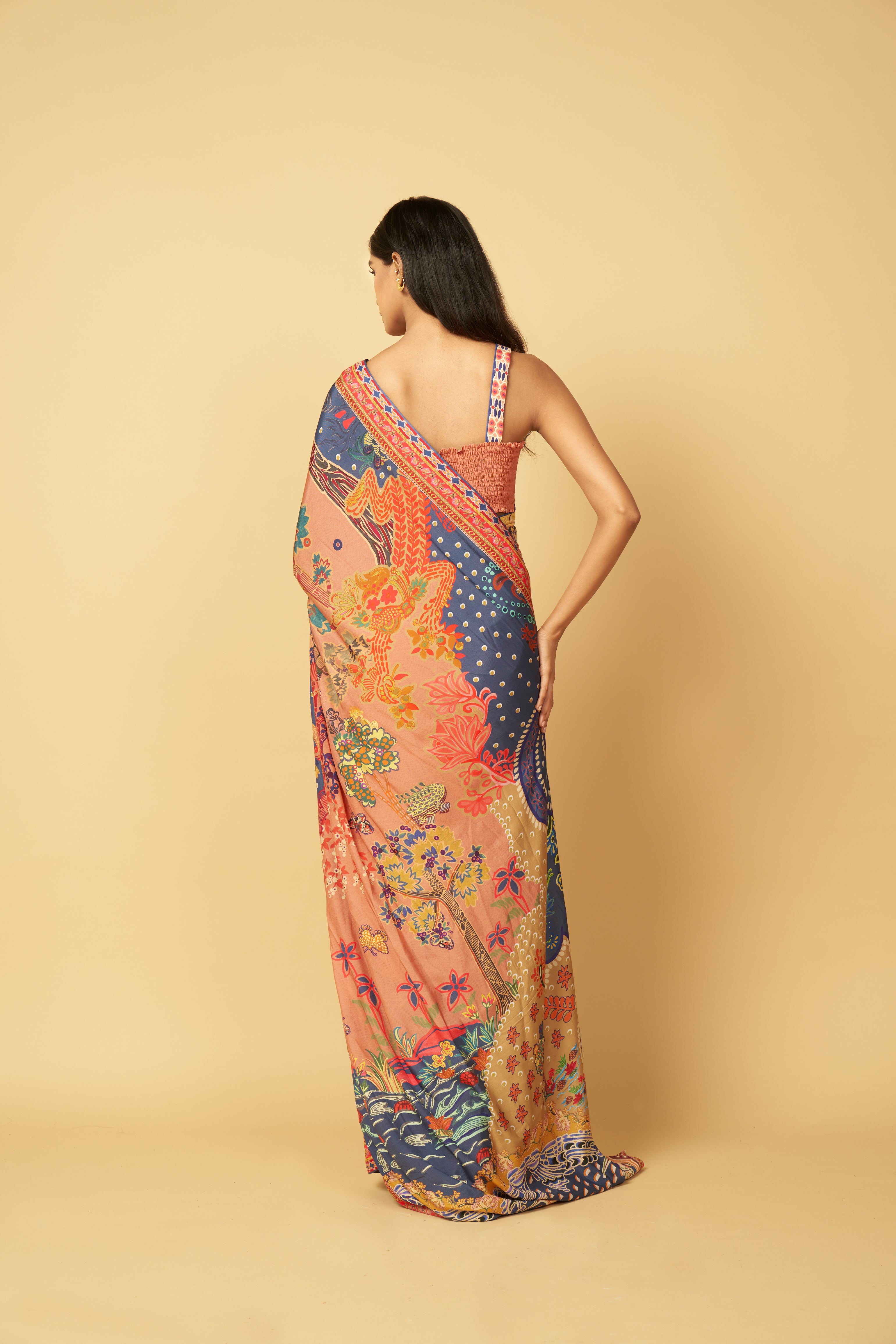 Oceanleaf Saree - Peach