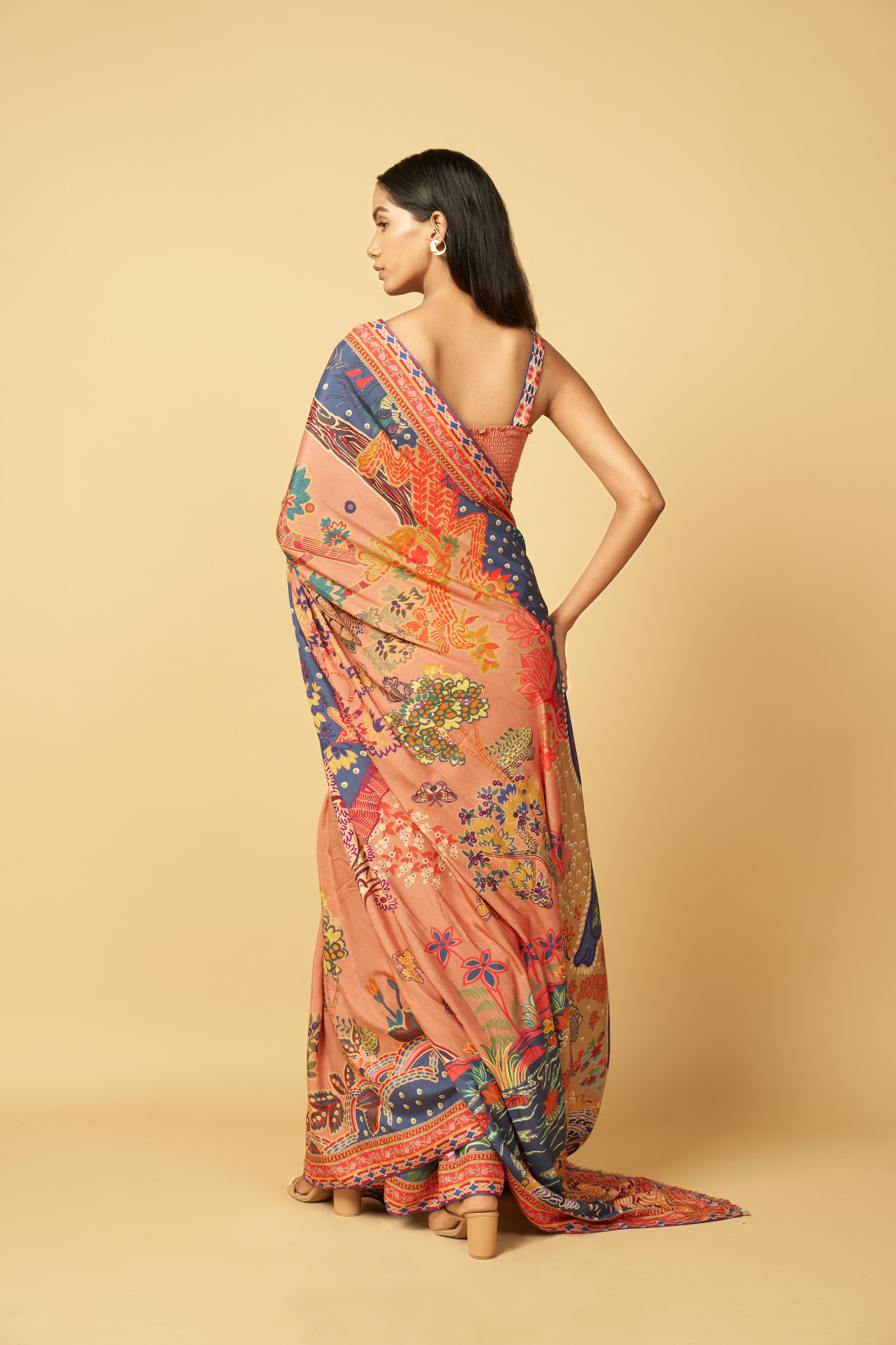 Oceanleaf Saree - Peach
