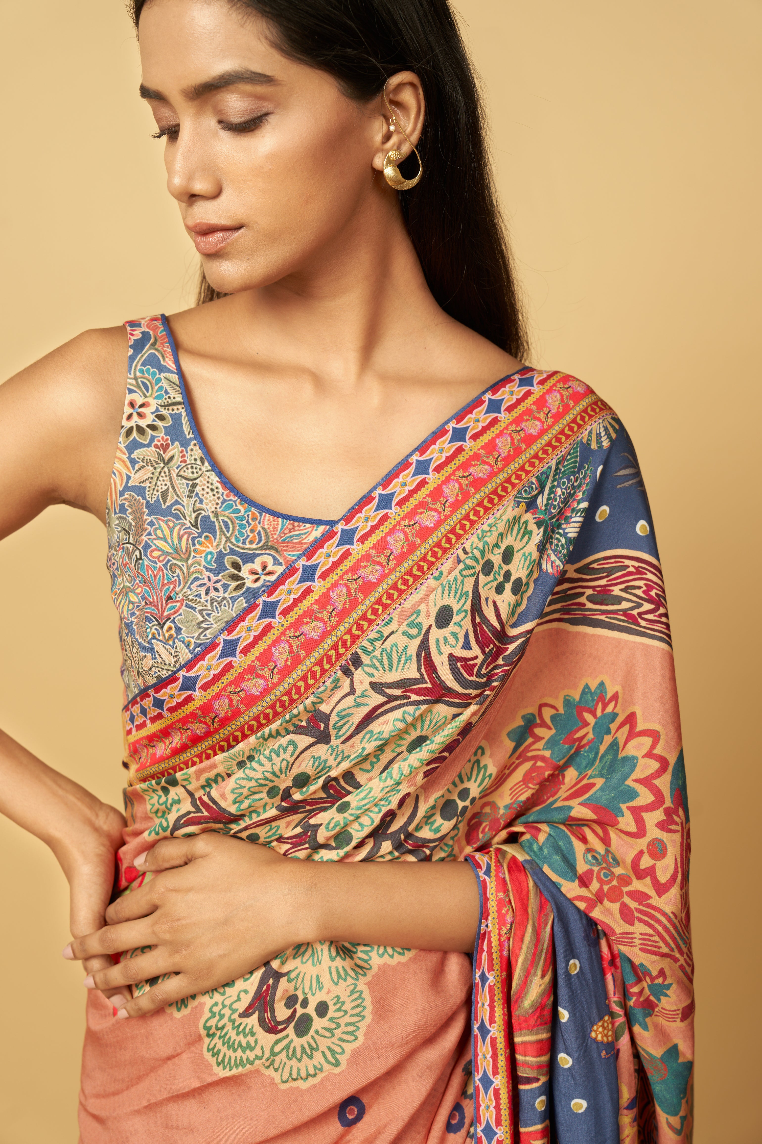 Oceanleaf Saree - Peach