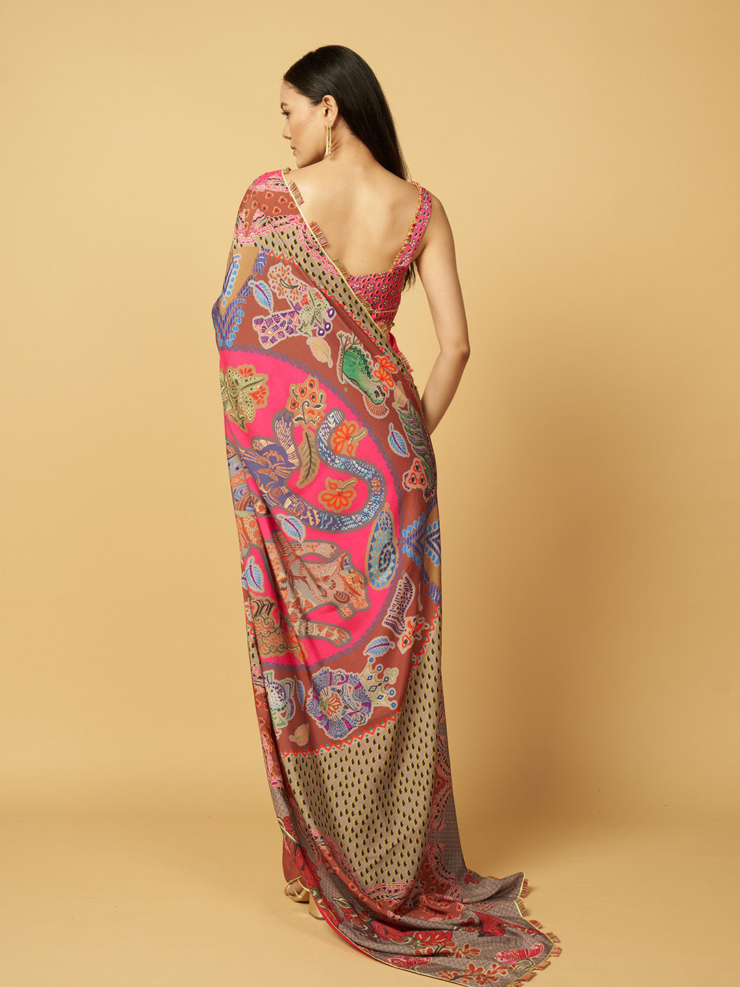 Stoneveil Saree - Pink
